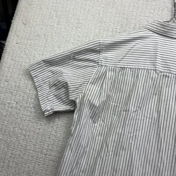 Y2K Avirex  Button Up Shirt Mens XL Short Sleeve Striped White Grunge Graphic** - Picture 15 of 15